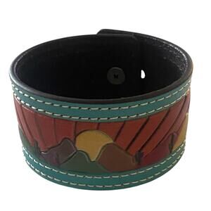 NWT Justin's Unisex Genuine Leather Tooled Cuff Bracelet Western Rodeo